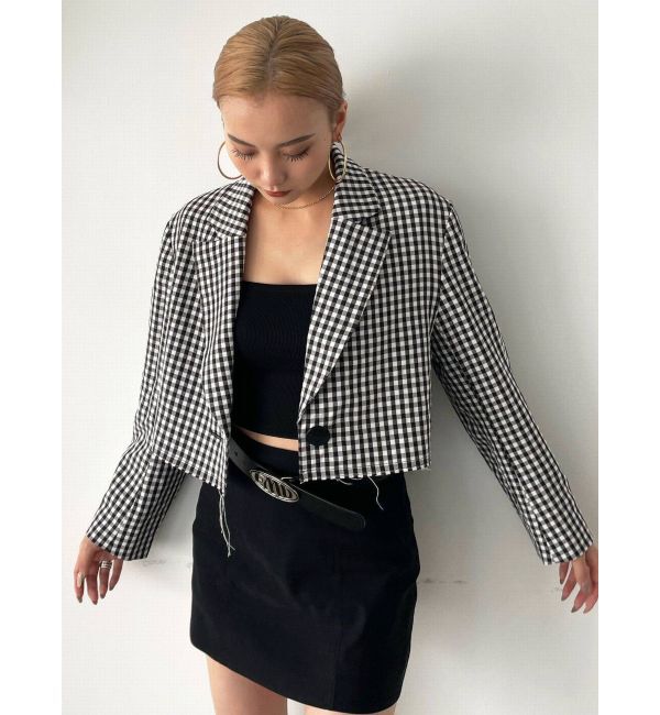 EMODA「クロップドスーツジャケット」|テーラードジャケット|ライトミックス
