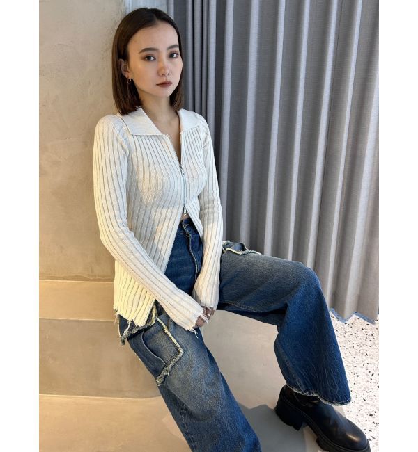 EMODA「クラッシュリブジップフィットニット」|ニット・セーター|