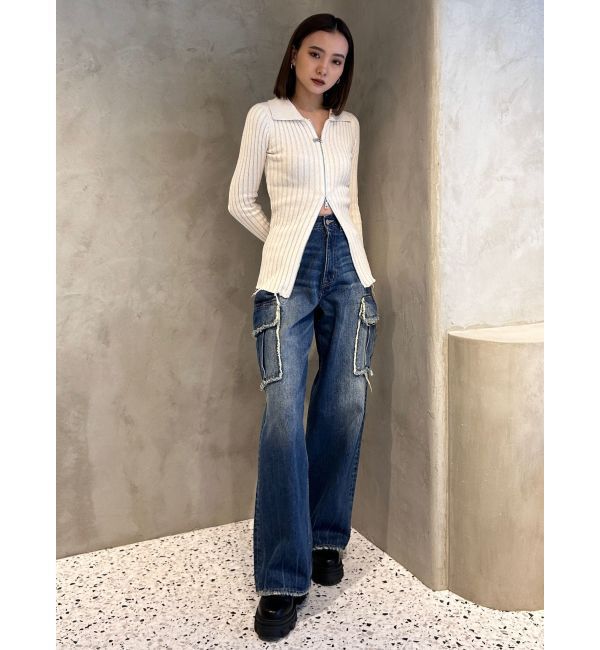 EMODA「クラッシュリブジップフィットニット」|ニット・セーター|