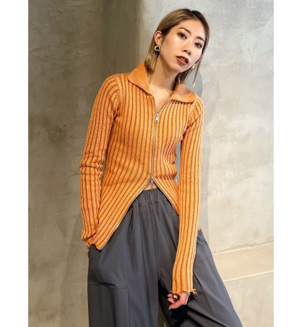 EMODA「クラッシュリブジップフィットニット」|ニット・セーター|