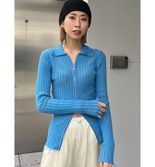 EMODA「クラッシュリブジップフィットニット」|ニット・セーター|