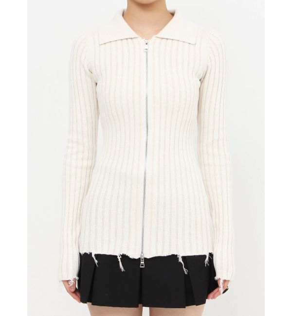 EMODA「クラッシュリブジップフィットニット」|ニット・セーター|