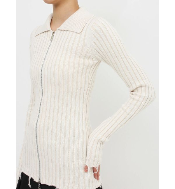EMODA「クラッシュリブジップフィットニット」|ニット・セーター|