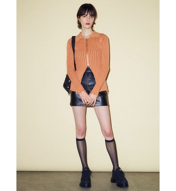 EMODA「クラッシュリブジップフィットニット」|ニット・セーター|