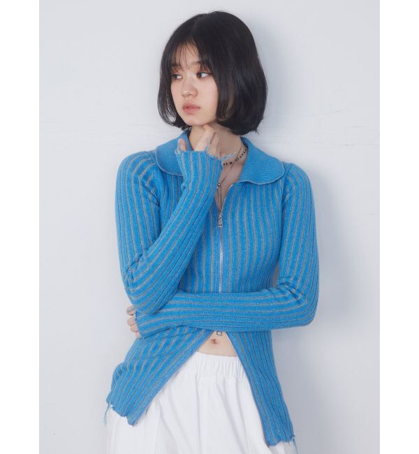 EMODA「クラッシュリブジップフィットニット」|ニット・セーター|
