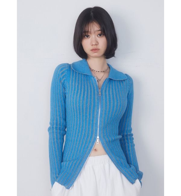 EMODA「クラッシュリブジップフィットニット」|ニット・セーター|