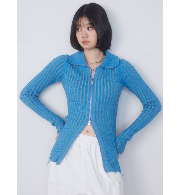 EMODA「クラッシュリブジップフィットニット」|ニット・セーター|