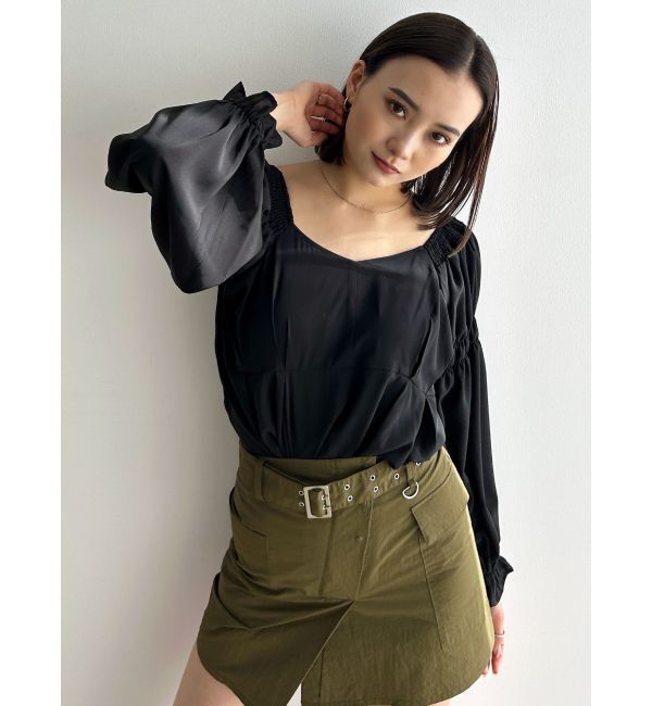 EMODA「ギャザー2WAYデコルテトップ」|Tシャツ・カットソー|