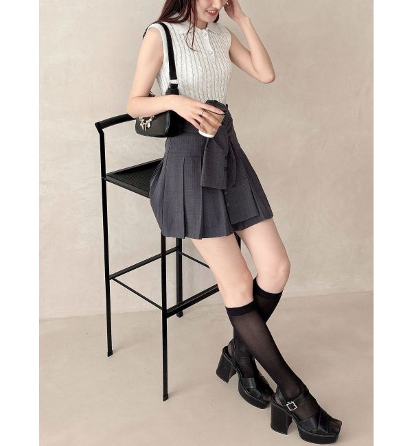 MERCURYDUO「ツイストプリーツミニスカパン」|スカート|