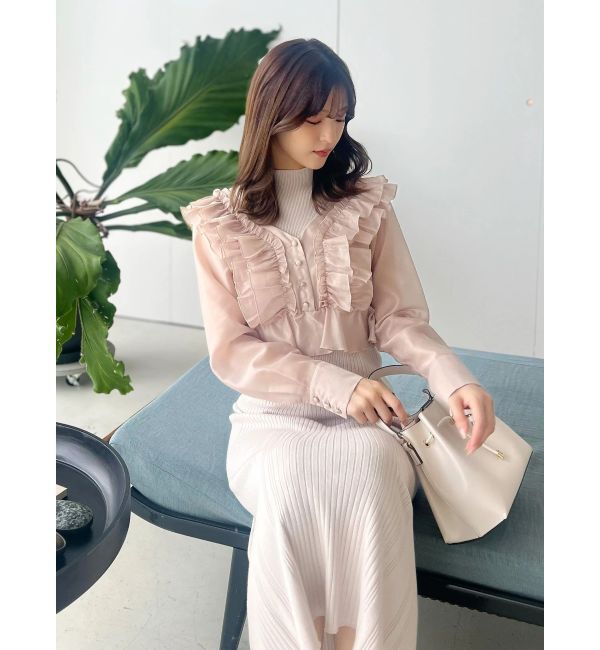 MERCURYDUO「異素材ドッキングラッフルニットワンピース」|ワンピース|