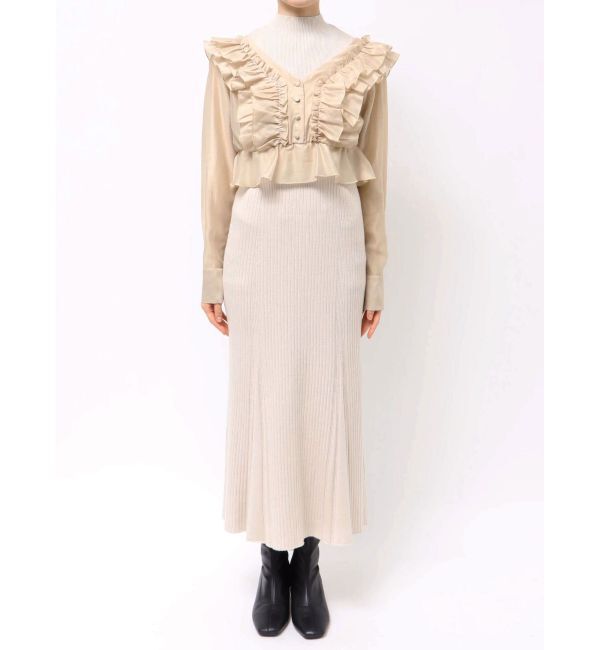 MERCURYDUO「異素材ドッキングラッフルニットワンピース」|ワンピース|