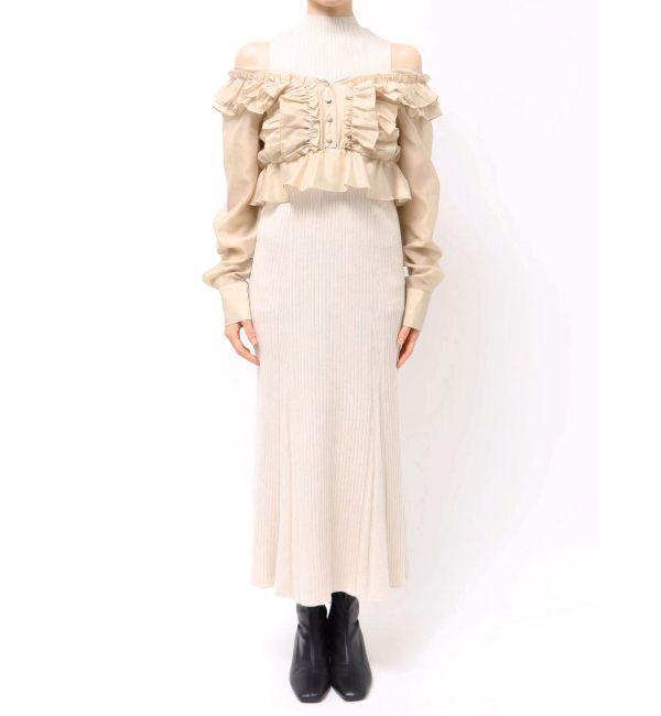 MERCURYDUO「異素材ドッキングラッフルニットワンピース」|ワンピース|