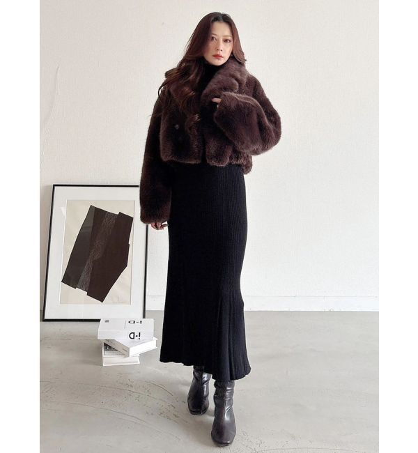 MERCURYDUO「異素材ドッキングラッフルニットワンピース」|ワンピース|