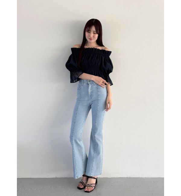 MERCURYDUO「2WAYオフショル五分袖シャーリングブラウス」|シャツ・ブラウス|