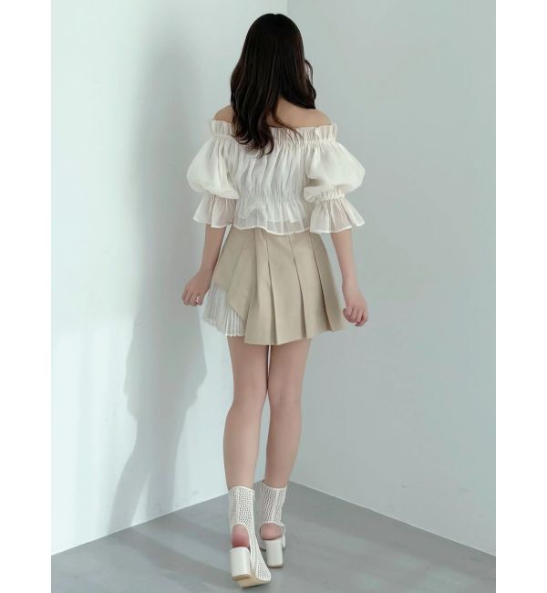 MERCURYDUO「2WAYオフショル五分袖シャーリングブラウス」|シャツ・ブラウス|