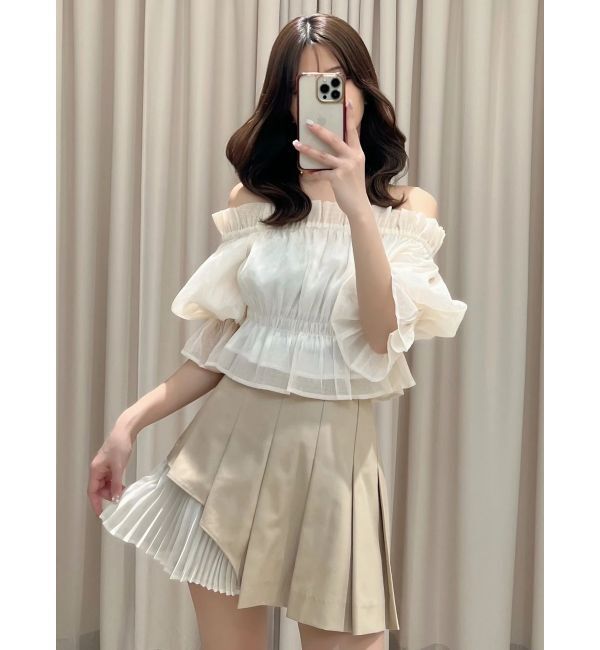 MERCURYDUO「2WAYオフショル五分袖シャーリングブラウス」|シャツ・ブラウス|