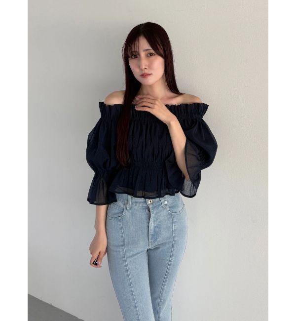 MERCURYDUO「2WAYオフショル五分袖シャーリングブラウス」|シャツ・ブラウス|