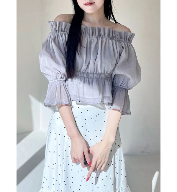 MERCURYDUO「2WAYオフショル五分袖シャーリングブラウス」|シャツ・ブラウス|ラベンダー