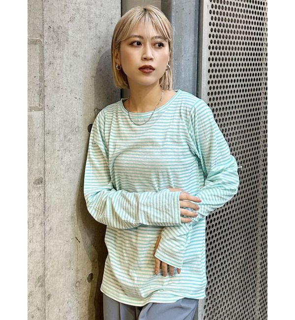 MURUA「ボーダーサムホールトップス【WEB限定】【Tシャツ】」|Tシャツ・カットソー|