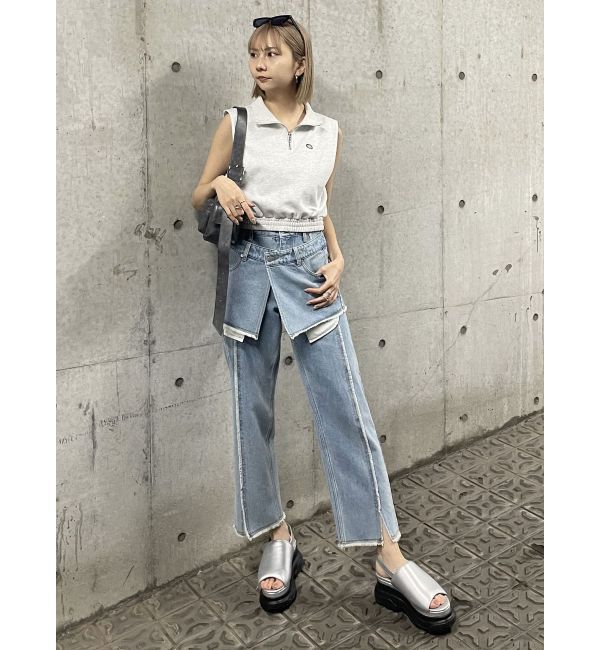 MURUA「スカートレイヤードデニム」|デニム|