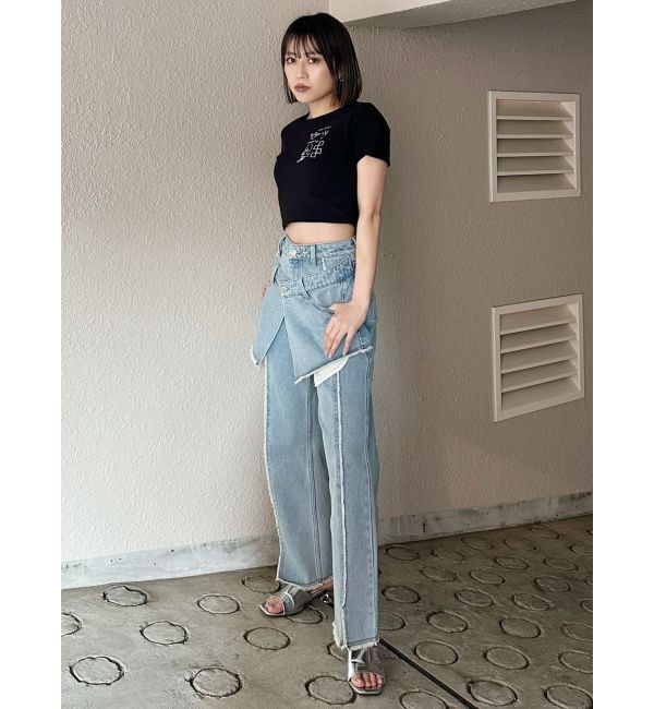 MURUA「スカートレイヤードデニム」|デニム|