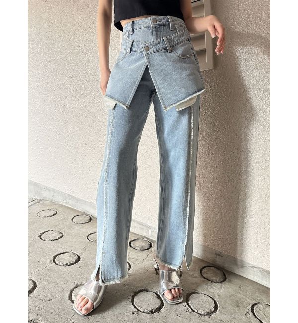 MURUA「スカートレイヤードデニム」|デニム|