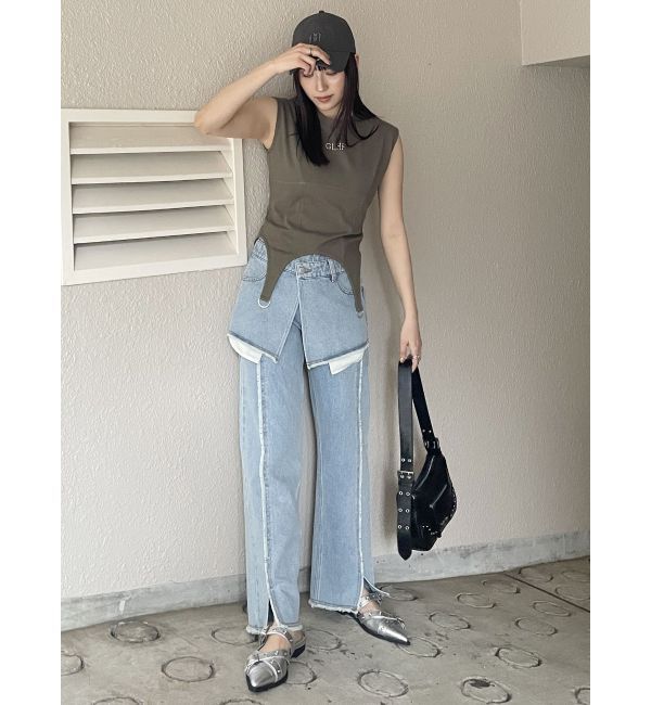 MURUA「スカートレイヤードデニム」|デニム|