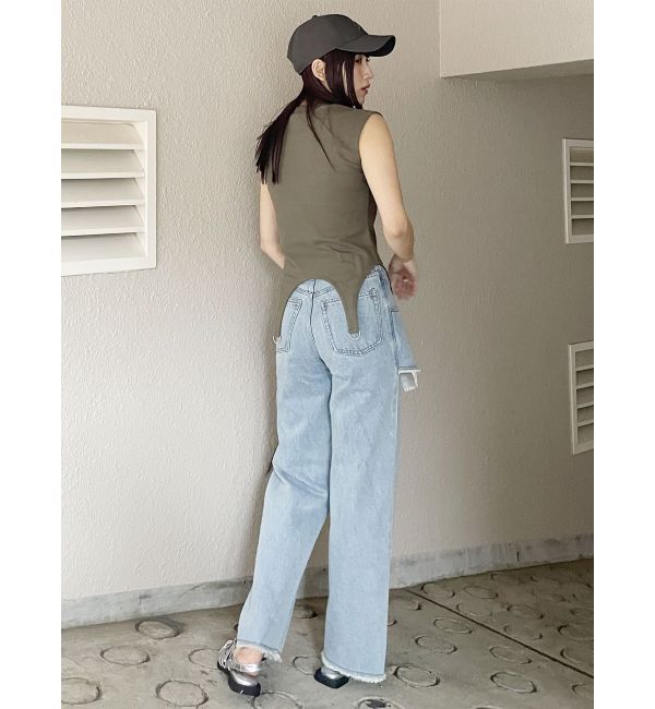 MURUA「スカートレイヤードデニム」|デニム|