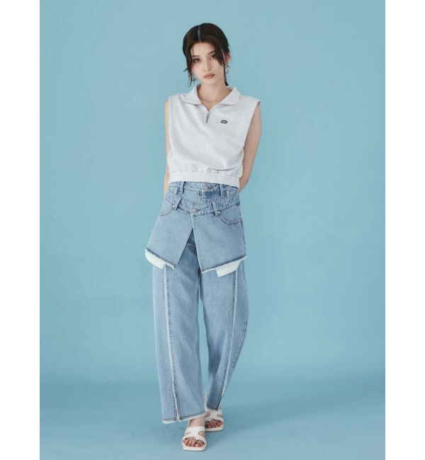 MURUA「スカートレイヤードデニム」|デニム|