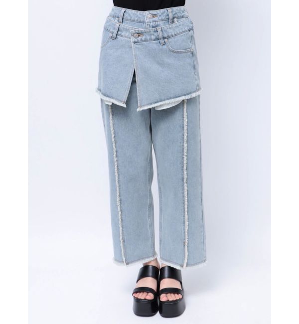 MURUA「スカートレイヤードデニム」|デニム|