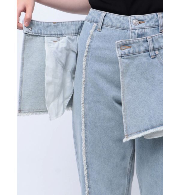 MURUA「スカートレイヤードデニム」|デニム|