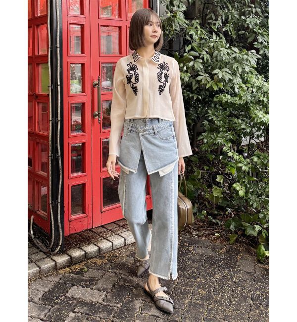 MURUA「スカートレイヤードデニム」|デニム|