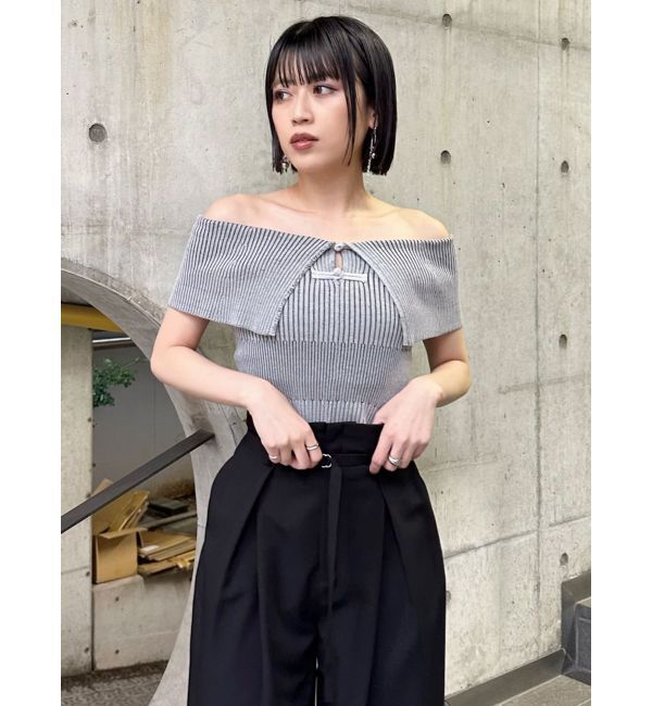 MURUA「オフショルチャイナボタンニット」|ニット・セーター|