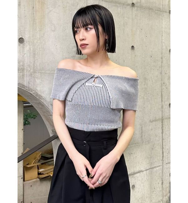 MURUA「オフショルチャイナボタンニット」|ニット・セーター|