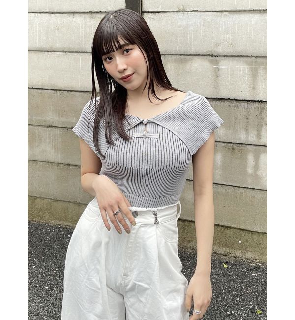 MURUA「オフショルチャイナボタンニット」|ニット・セーター|