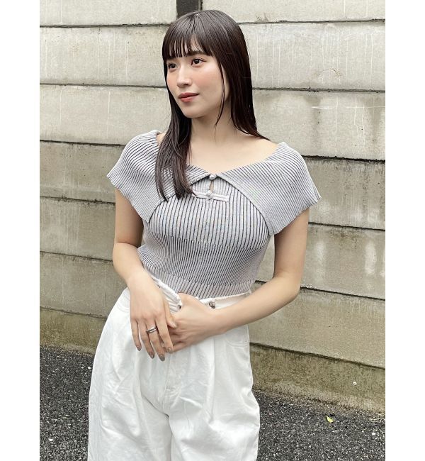 MURUA「オフショルチャイナボタンニット」|ニット・セーター|