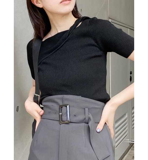 MURUA「ツイストワンショルニット」|ニット・セーター|ブラック