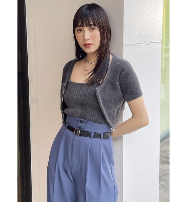 MURUA「シャギージップカーデ&times;キャミSET」|カーディガン|