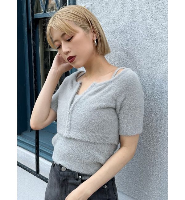 MURUA「シャギージップカーデ&times;キャミSET」|カーディガン|