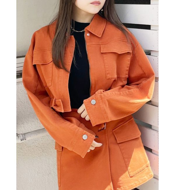 MURUA「クロップドGジャン」|デニムジャケット|オレンジ