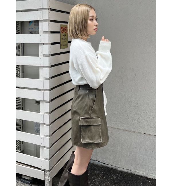 MURUA「ヴィンテージライクフェイクレザーミニスカート」|スカート|