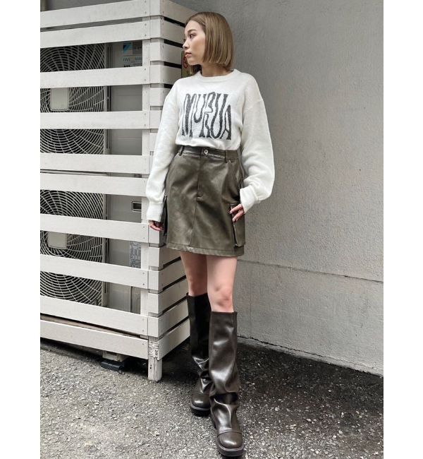 MURUA「ヴィンテージライクフェイクレザーミニスカート」|スカート|