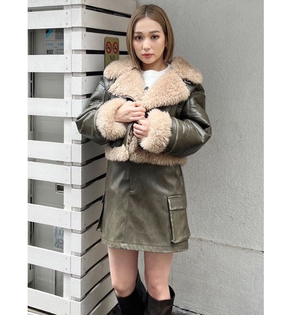 MURUA「ヴィンテージライクフェイクレザーミニスカート」|スカート|