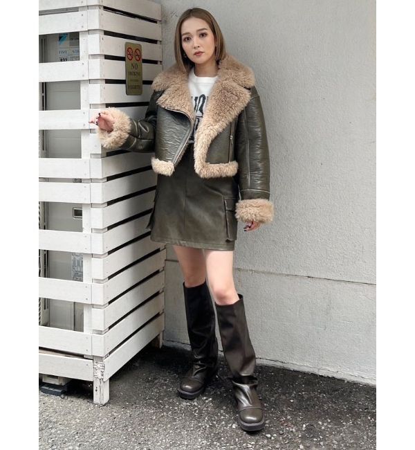 MURUA「ヴィンテージライクフェイクレザーミニスカート」|スカート|