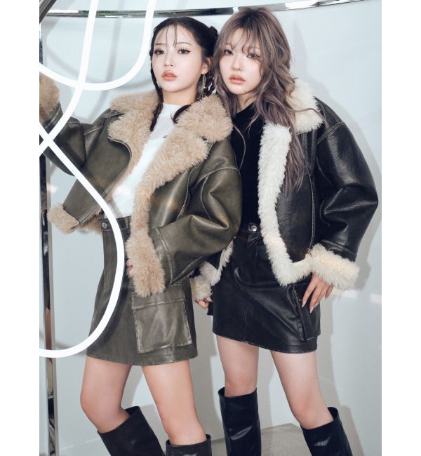 MURUA「ヴィンテージライクフェイクレザーミニスカート」|スカート|