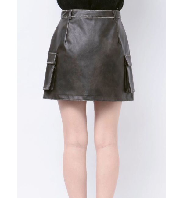 MURUA「ヴィンテージライクフェイクレザーミニスカート」|スカート|