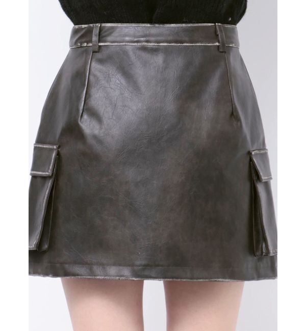 MURUA「ヴィンテージライクフェイクレザーミニスカート」|スカート|