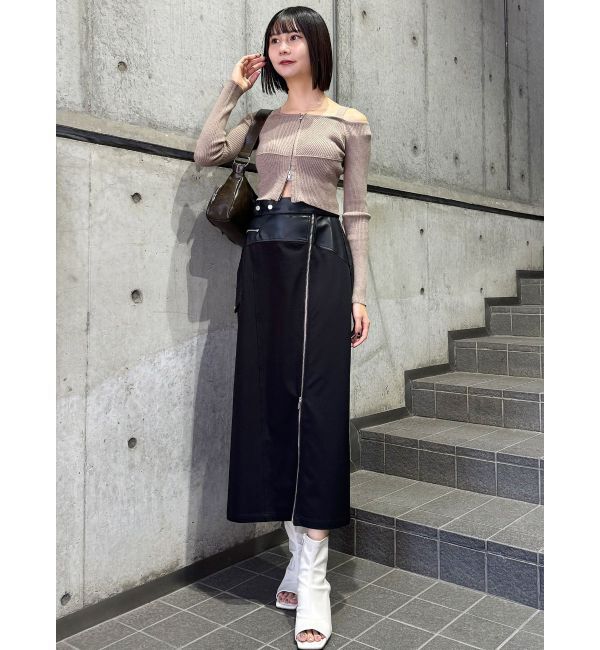 MURUA「ショルダーストラップダブルZIPニット」|ニット・セーター|