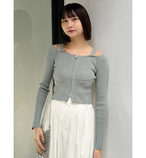 MURUA「ショルダーストラップダブルZIPニット」|ニット・セーター|