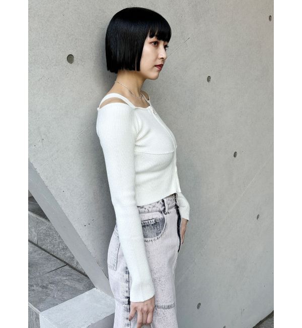 MURUA「ショルダーストラップダブルZIPニット」|ニット・セーター|